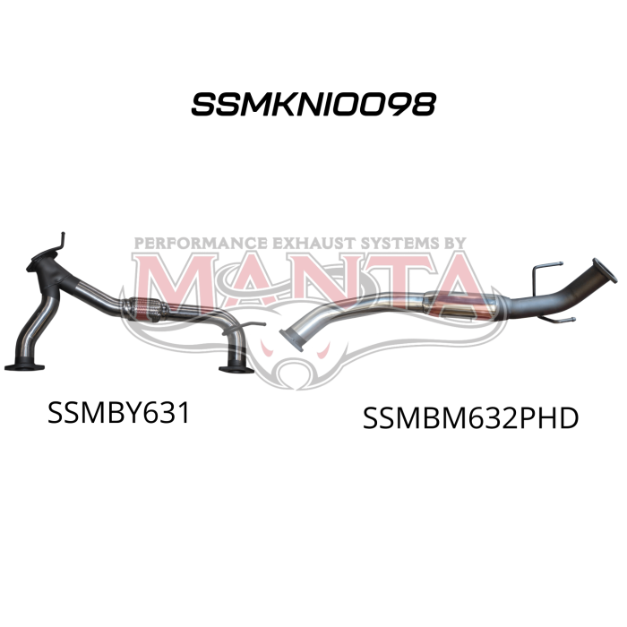 Manta Patrol Y62 V8 5.6L Wagon, 3in Centre Hotdog For OE Muffler Rplacement Exhaust System SSMKNI0098