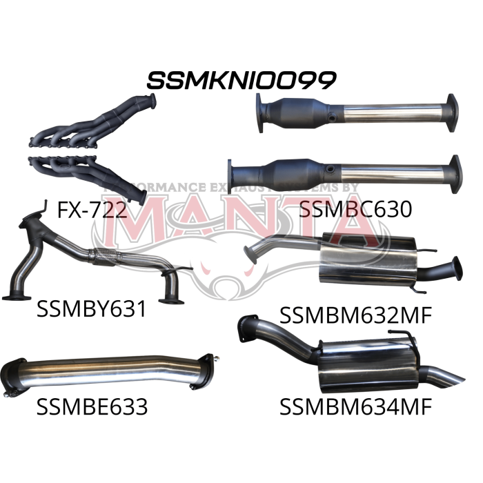 Manta Nissan Patrol Y62 V8 5.6L Wagon 3in Full Exhaust System - Extractors, Hi Flow cats, muffler centre Exhaust System SSMKNI0099