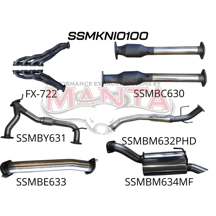 Manta Nissan Patrol Y62 V8 5.6L Wagon 3in Full Exhaust System - Extractors, Hi Flow cats, hotdog centre Exhaust System SSMKNI0100