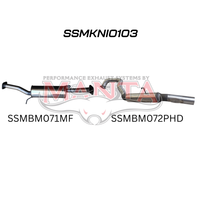 Manta Patrol GU 4.8L 2.5in System Off E- Pipe Centre Muffler & Rear Hotdog Exhaust System SSMKNI0103