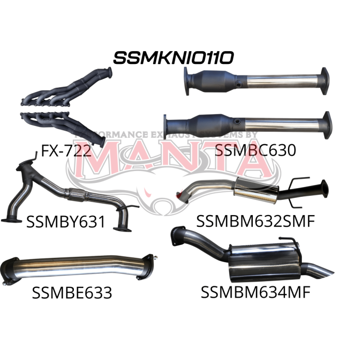 Manta Nissan Patrol Y62 V8 5.6L Wagon 3in Full System - Extractors, Hi Flow cats, medium muffler centre Exhaust System SSMKNI0110