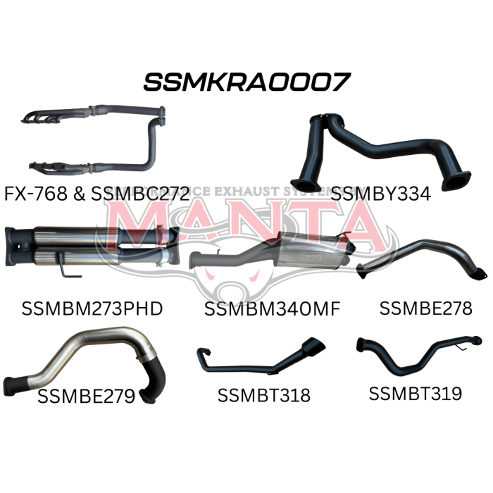 Manta DT RAM1500 5.7L V8 3in Twin Full Exhaust, with Extractors and Cats, and 5in Black tips Exhaust System SSMKRA0007