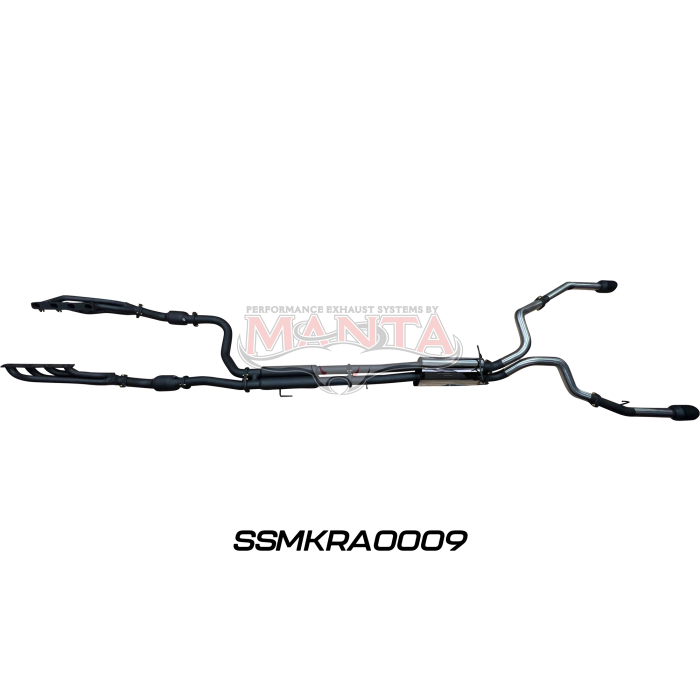 Manta DS RAM1500 5.7L V8 3in Twin Full Exhaust, with Extractors and Cats, and 5in Black tips Exhaust System SSMKRA0009