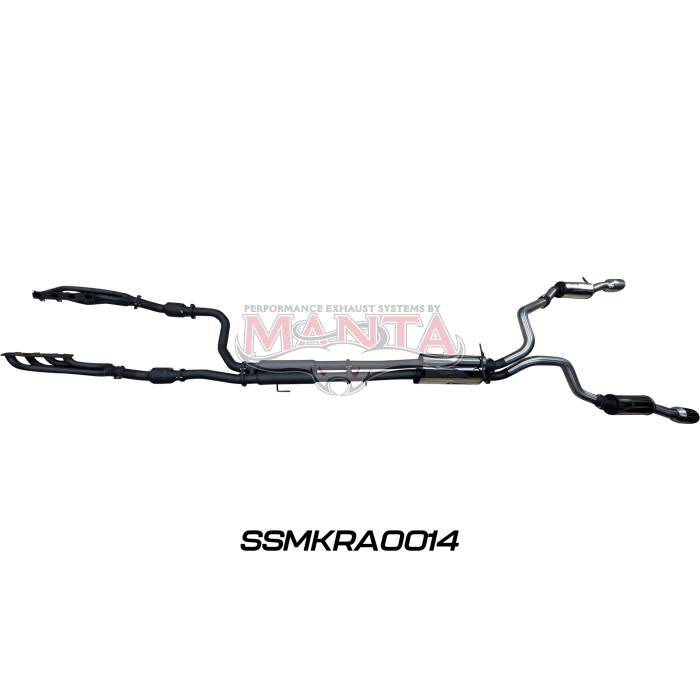 Manta RAM DS 1500 5.7L V8 3in Twin Full Exhaust, with Extractors and Cats, Rear Mufflers 5in Chrome Tips Exhaust System SSMKRA0014