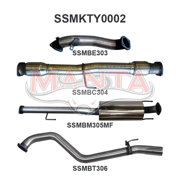 Manta Hilux KUN26R 3.0L D4D 3in Muffler With Cat Exhaust System SSMKTY0002