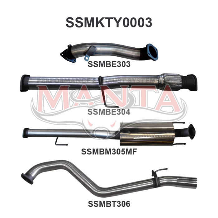 Manta Hilux KUN26R 3.0L D4D 3in Muffler Without Cat Exhaust System SSMKTY0003
