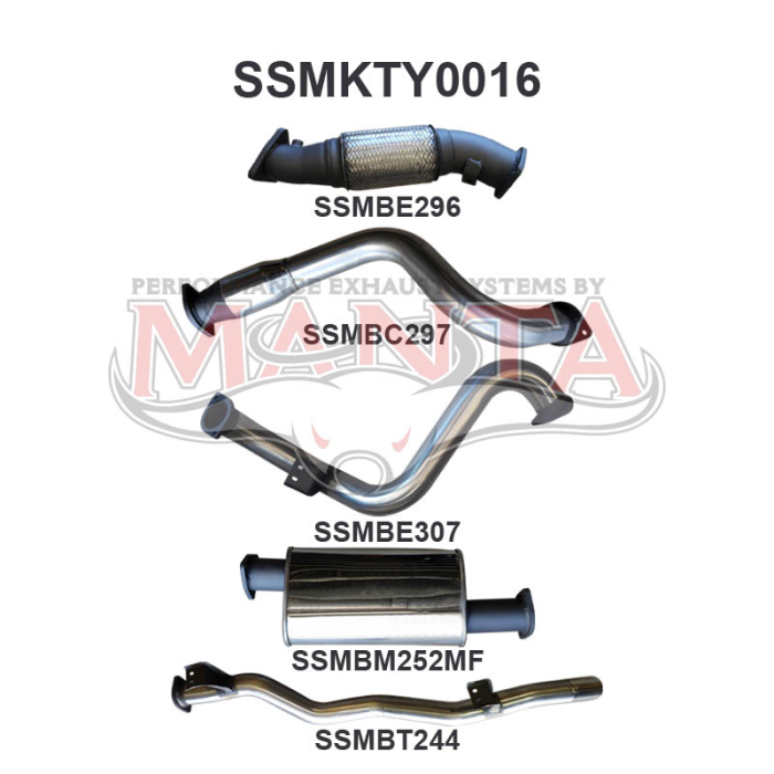 Manta VDJ78 V8 Troop Carrier 3in With Cat & Muffler Exhaust System SSMKTY0016