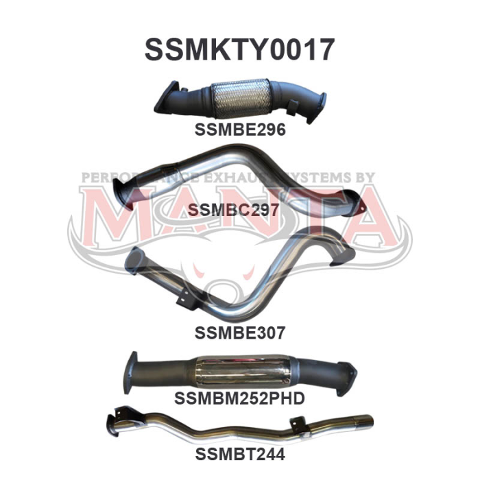 Manta VDJ78 V8 Troop Carrier 3in With Cat & Hotdog Exhaust System SSMKTY0017