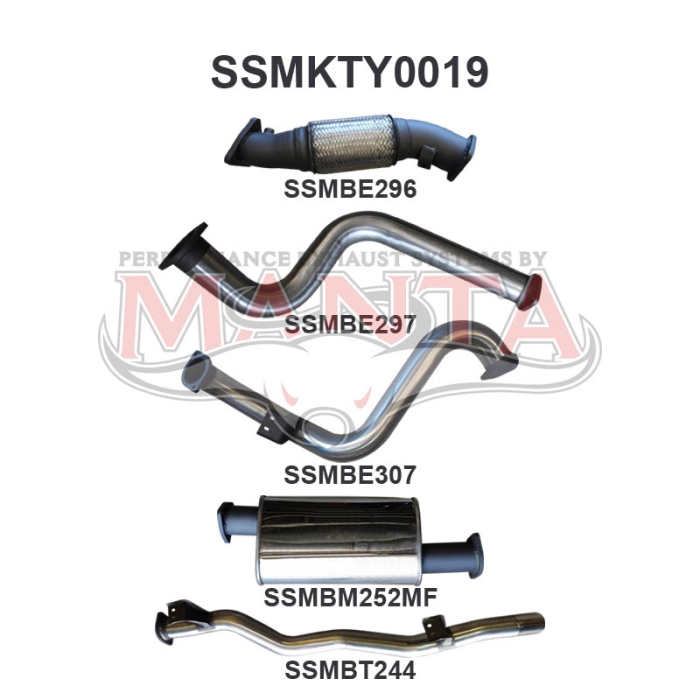Manta VDJ78 V8 Troop Carrier 3in NO Cat With Muffler Exhaust System SSMKTY0019