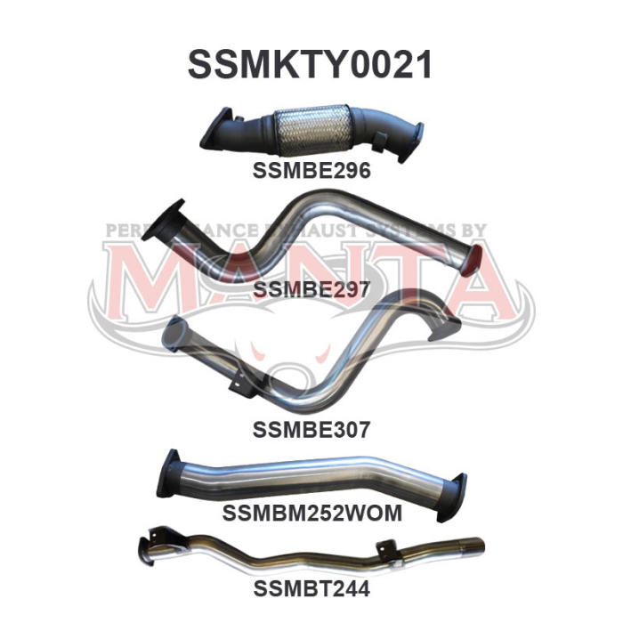 Manta VDJ78 V8 Troop Carrier 3in NO Cat, WOM Exhaust System SSMKTY0021