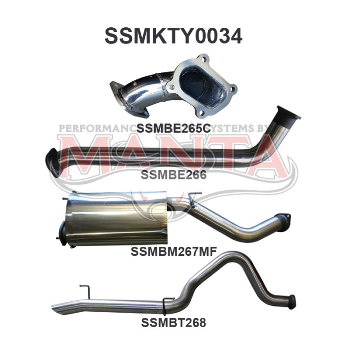Manta HDJ100 4.2L Td Wagon 3in Centre Muffler & Rear Tail Exhaust System SSMKTY0034