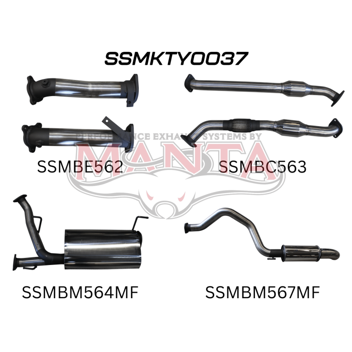 Manta VDJ200 2.5in With Cat Muffler Centre & Rear, Dump Tip Exhaust System SSMKTY0037