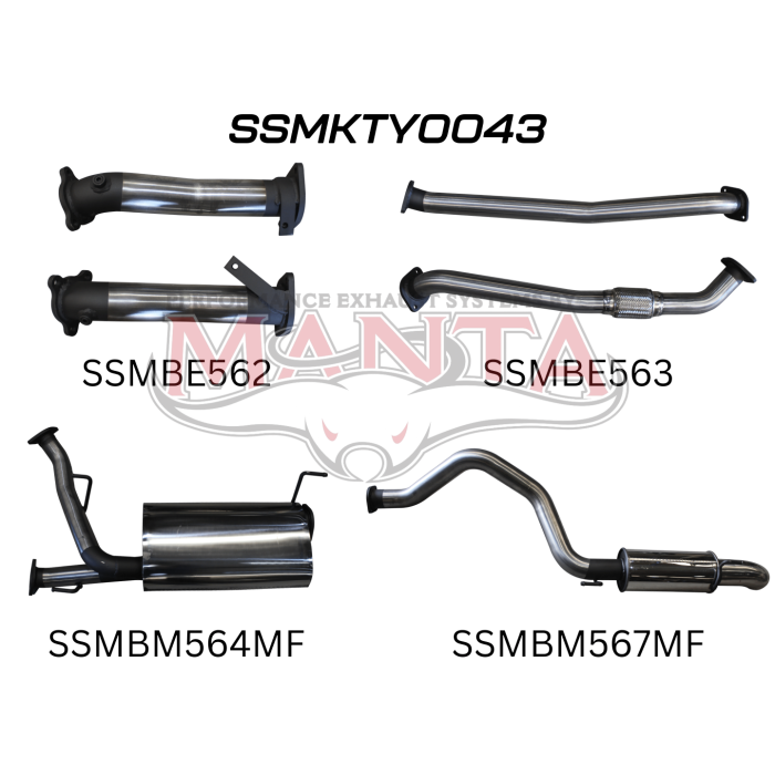 Manta VDJ200 2.5in NO Cat Muffler Centre & Rear, Dump Tip Exhaust System SSMKTY0043