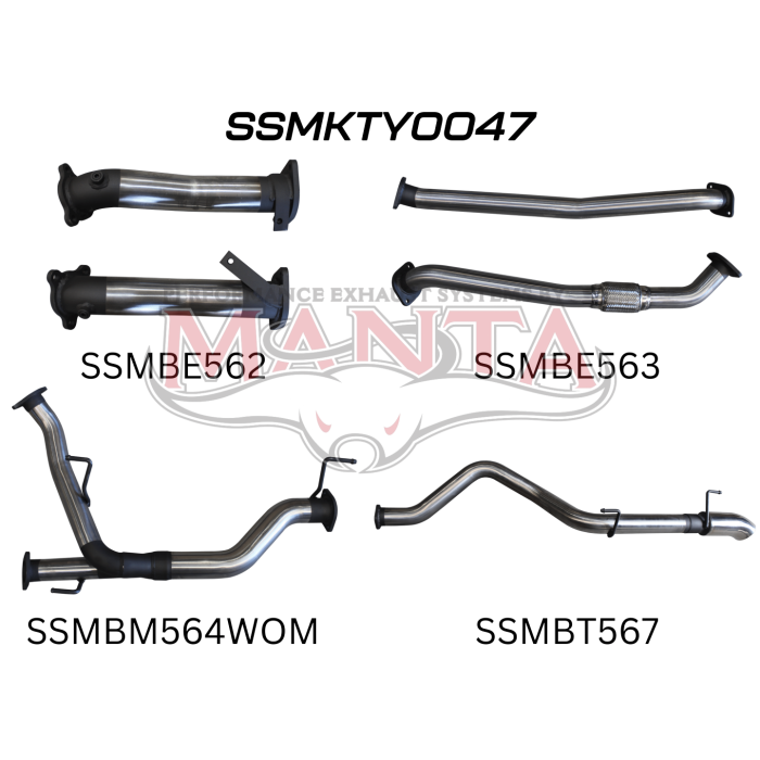 Manta VDJ200 2.5in NO Cat NO Mufflers, Dump Tip Exhaust System SSMKTY0047