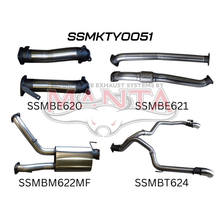 Manta VDJ200 3in Dual NO Cat, W/Muffler, Exit L & R Exhaust System SSMKTY0051