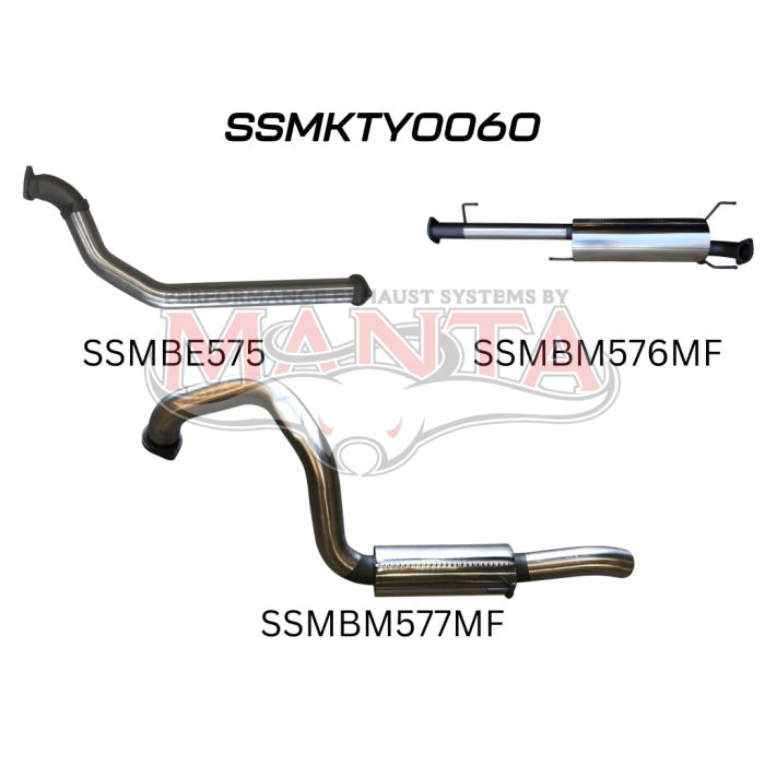 Manta KDJ120, 150 Prado 3.0L D4D 3in, NO Cat Exhaust System SSMKTY0060