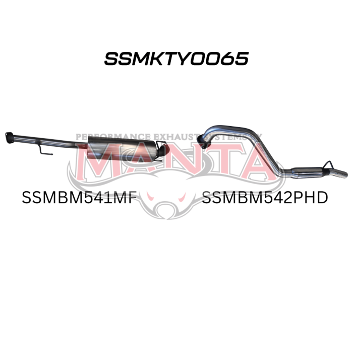 Manta Toyota Hilux 150 4.0L V6 2.5in Cat Back Exhaust System, centre muffler, rear hotdog Exhaust System SSMKTY0065
