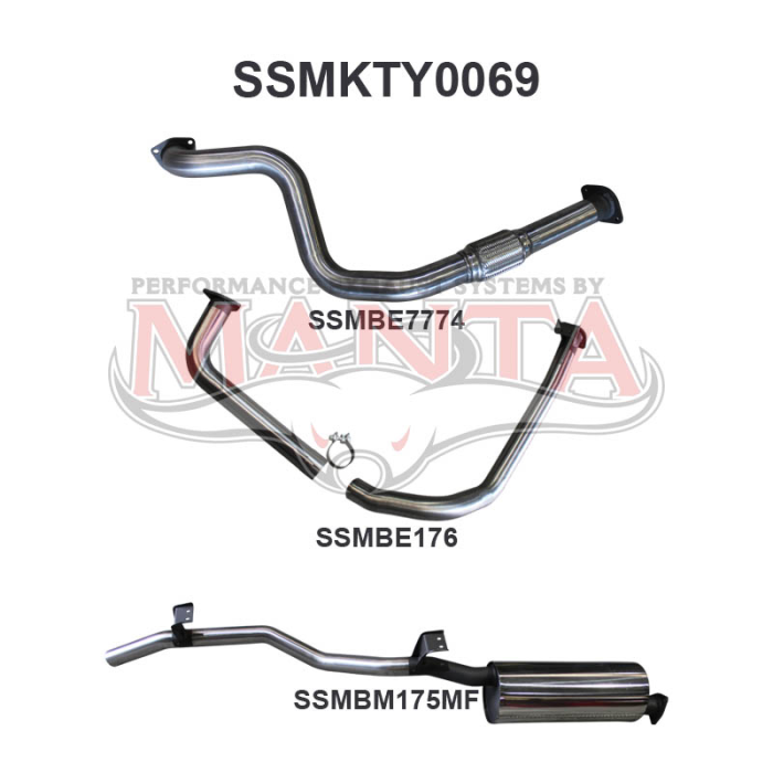 Manta HZJ75, 78 Landcruiser 2.5in off Manifold Exhaust System SSMKTY0069