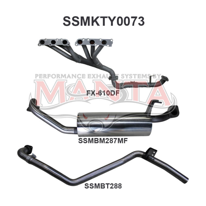 Manta Landcruiser FZJ80 4.5L Extractors & 2.5in Full System Exhaust System SSMKTY0073