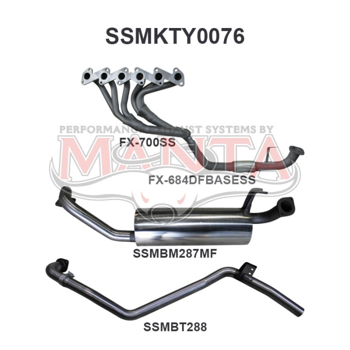 Manta Landcruiser HZJ80 4.2L Extractors & 2.5in Full System Exhaust System SSMKTY0076