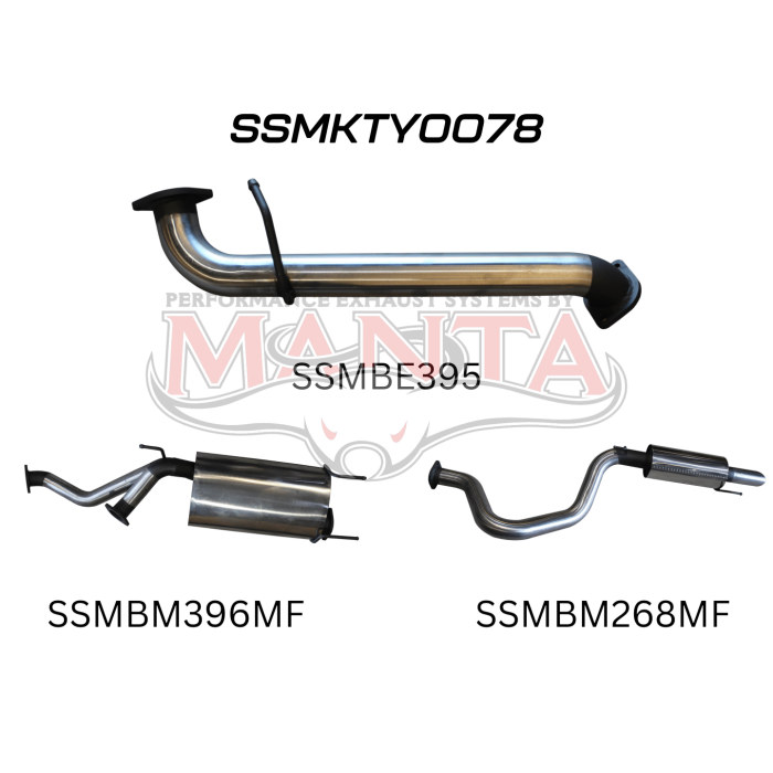 Manta UZJ100 Landcruiser 4.7L V8 3in Cat-Back Exhaust With Centre & Rear Muffler Exhaust System SSMKTY0078