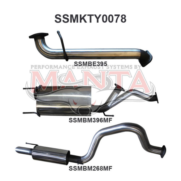 Manta UZJ100 Landcruiser 4.7L V8 3in Cat-Back Exhaust With Centre & Rear Muffler Exhaust System SSMKTY0078