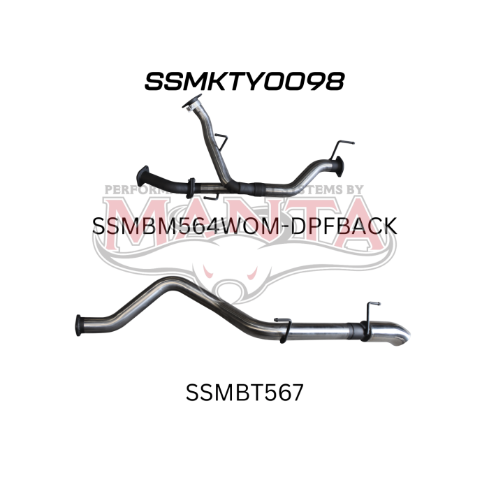 Manta VDJ200 2.5in twin into single 3in DPF Back, with 4in tip, stainless steel Exhaust System SSMKTY0098
