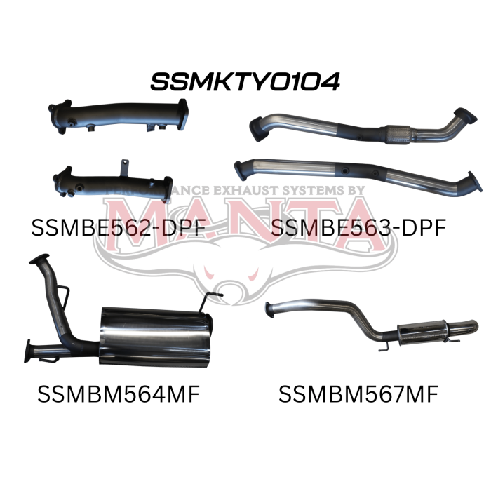 Manta VDJ200 DPF 2.5in NO Cat Muffler Centre & Rear, Dump Tip Exhaust System SSMKTY0104