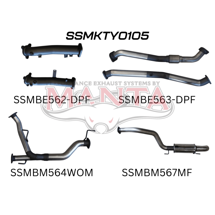 Manta VDJ200 DPF 2.5in NO Cat, Muffler Rear Dump Tip Exhaust System SSMKTY0105