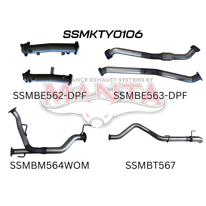 Manta VDJ200 DPF 2.5in NO Cat, Muffler Rear Dump Tip Exhaust System SSMKTY0106
