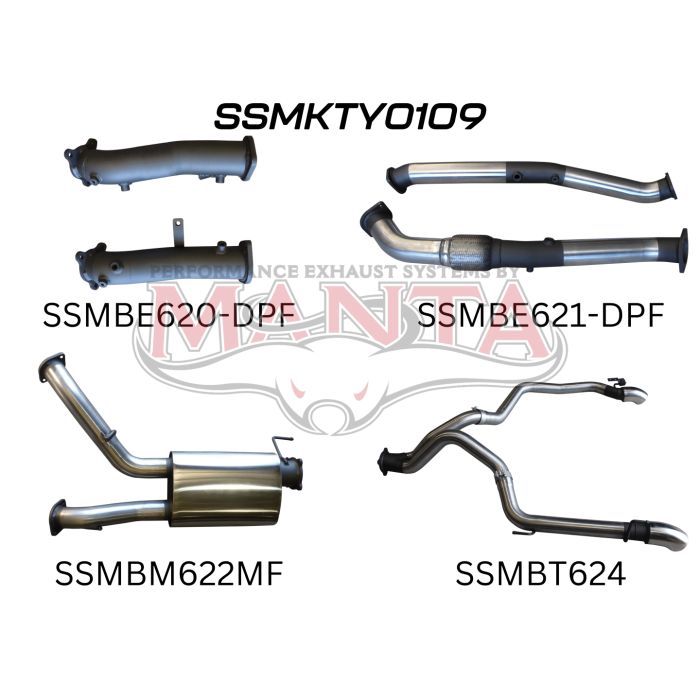 Manta VDJ200 DPF 3in Dual NO Cat, Muffler, Exit L & R Exhaust System SSMKTY0109