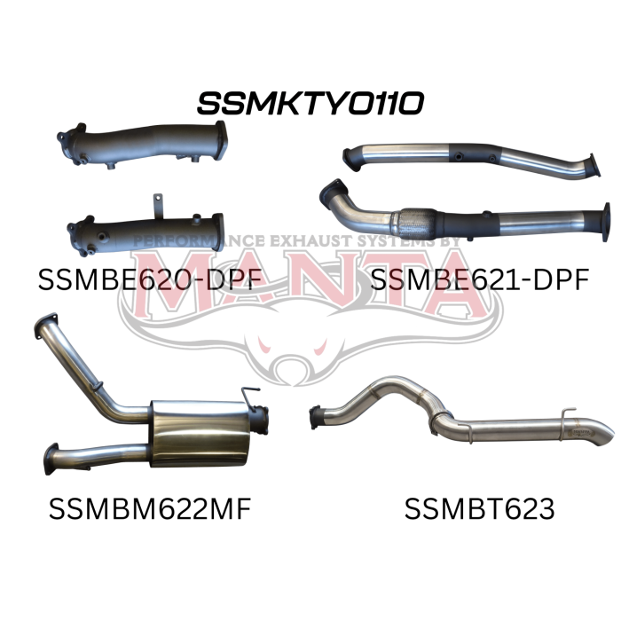 Manta VDJ200 DPF 3in Dual NO Cat, Muffler, 4in Tailpipe Exhaust System SSMKTY0110
