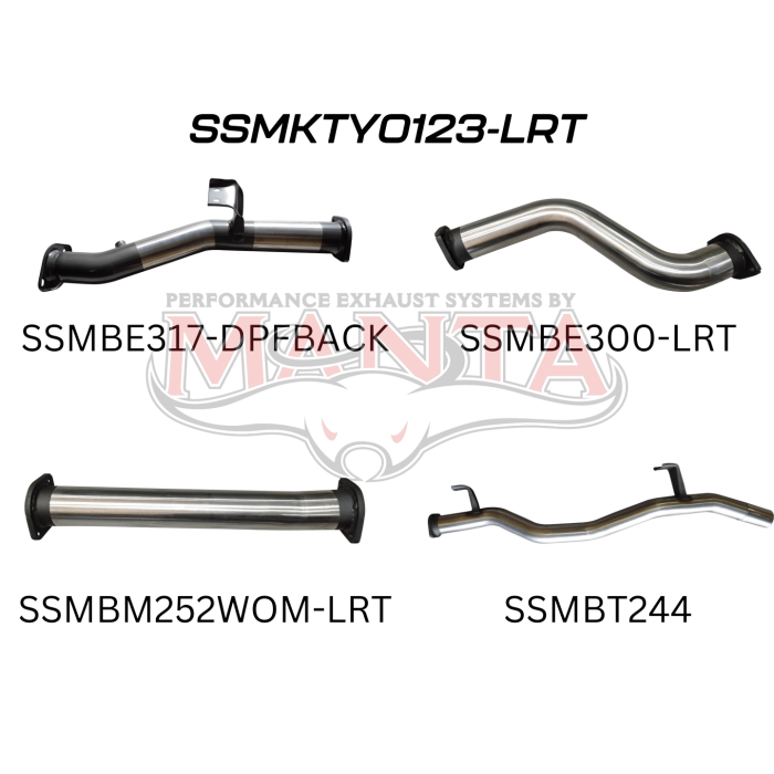 Manta VDJ79 Single & Dual Cab Ute 3in DPF Back WOM, to suit TLC79SCA LRA 90L Auxiliary Long Range Tank Exhaust System SSMKTY0123-LRT