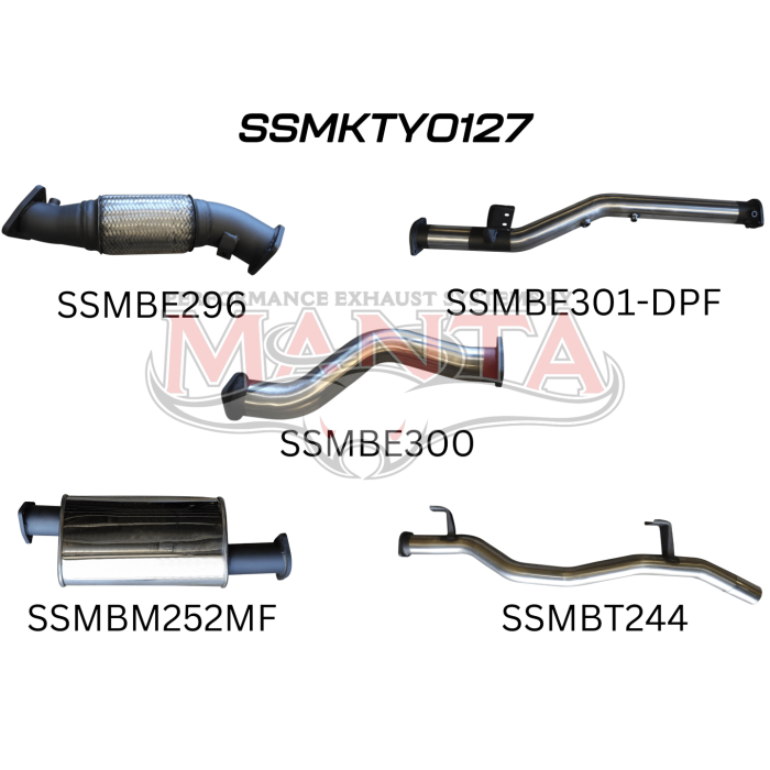 Manta VDJ79 V8 Ute 3in NO Cat, With Muffler DPF Exhaust System SSMKTY0127