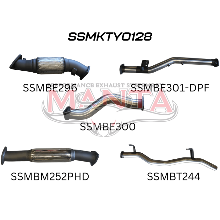 Manta VDJ79 V8 Ute 3in NO Cat, With Hotdog DPF Exhaust System SSMKTY0128