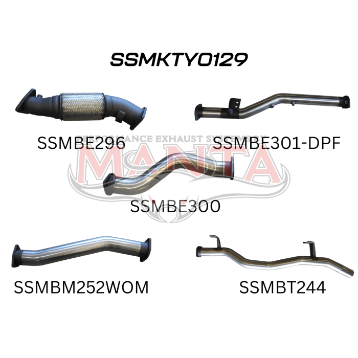 Manta VDJ79 V8 Ute 3in NO Cat, WOM, DPF Exhaust System SSMKTY0129