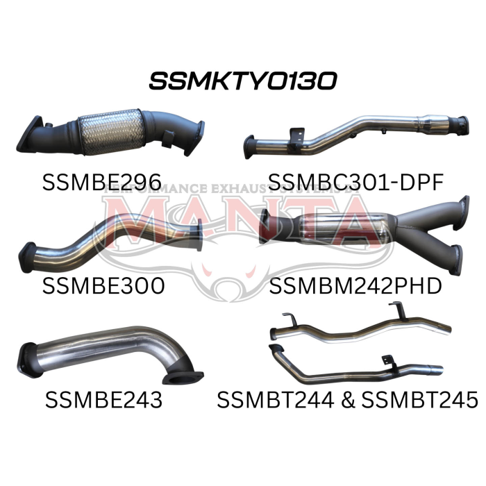 Manta VDJ79 V8 Ute Dual 3in With Cat & Hotdog DPF Exhaust System SSMKTY0130