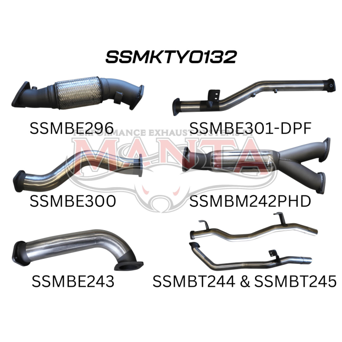 Manta VDJ79 V8 Ute Dual 3in NO Cat, With Hotdog DPF Exhaust System SSMKTY0132