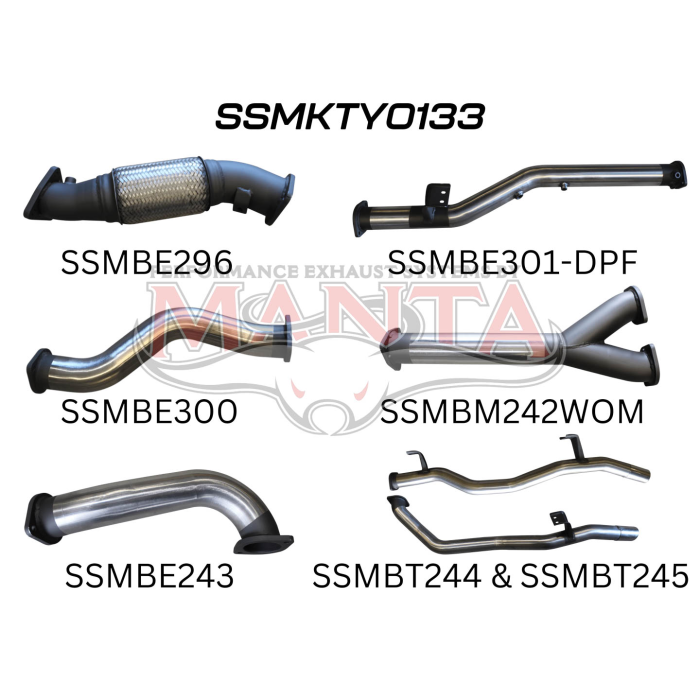 Manta VDJ79 V8 Ute Dual 3in NO Cat, WOM DPF Exhaust System SSMKTY0133