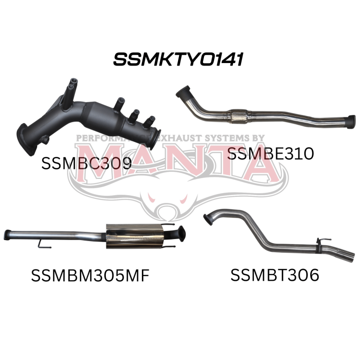 Manta Hilux GUN126R 2.8L Turbo Back 3in Muffler With Cat Exhaust System SSMKTY0141