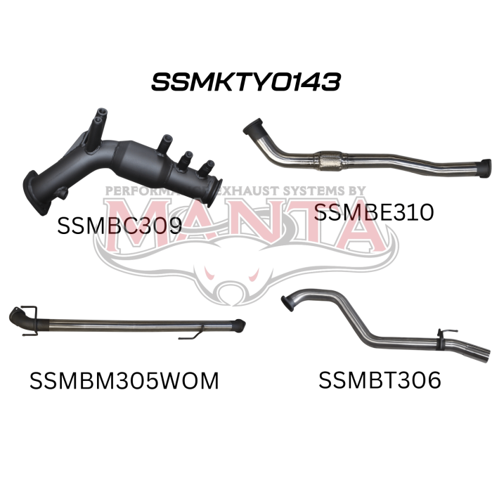 Manta Hilux GUN126R 2.8L Turbo Back 3in WOM With Cat Exhaust System SSMKTY0143