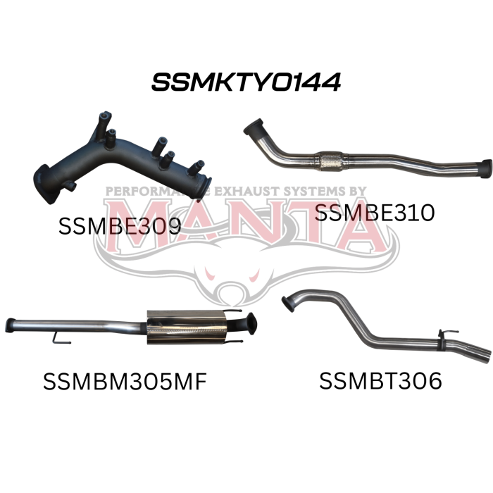 Manta Hilux GUN126R 2.8L Turbo Back 3in Muffler NO Cat Exhaust System SSMKTY0144