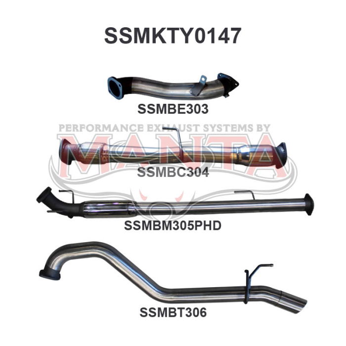 Manta Hilux KUN26R 3.0L D4D 3in Hotdog With Cat Exhaust System SSMKTY0147