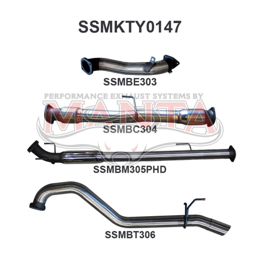 Manta Hilux KUN26R 3.0L D4D 3in Hotdog With Cat Exhaust System SSMKTY0147