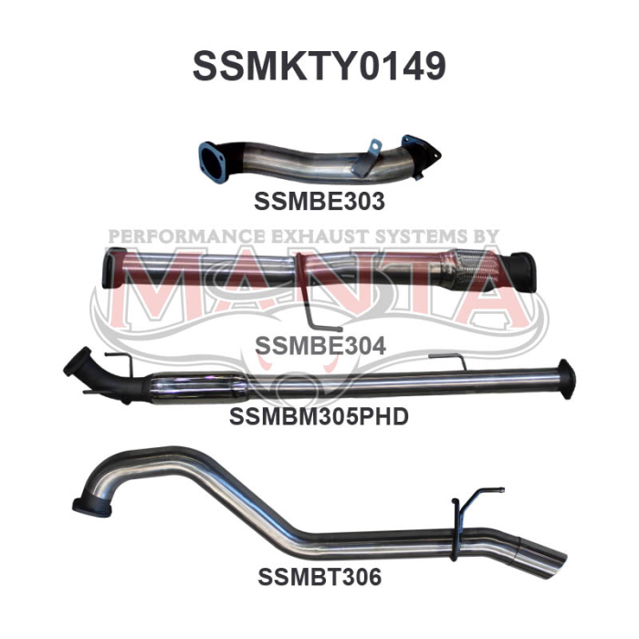 Manta Hilux KUN26R 3.0L D4D 3in Hotdog Without Cat Exhaust System SSMKTY0149