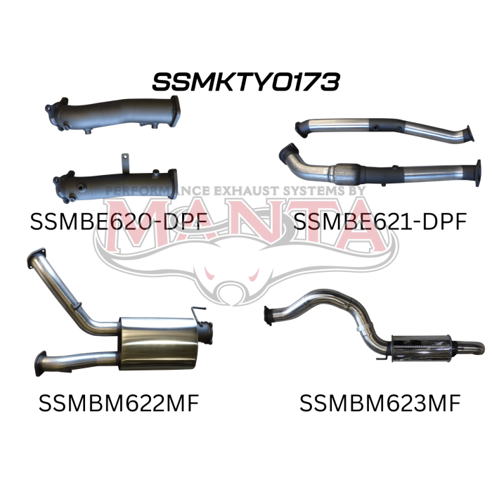 Manta VDJ200 DPF 3in Dual NO CAT, Muffler, 4in Tailpipe W/ Rear MUF Exhaust System SSMKTY0173