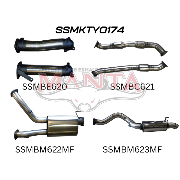 Manta VDJ200 3in Dual With Cat & Muffler, 4in EXIT W / Rear MUF Exhaust System SSMKTY0174