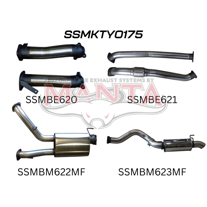 Manta VDJ200 3in Dual NO CAT, W/Muffler, 4in EXIT W/Rear MUF Exhaust System SSMKTY0175