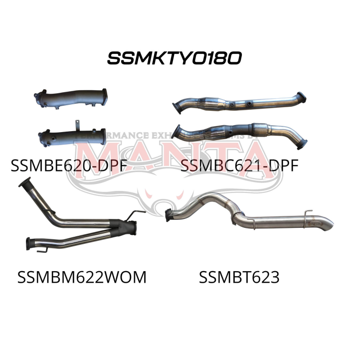 Manta Toyota Landcruiser VDJ200 V8 DPF 3in Dual Turbo Back With Cats, NO MUFFLERS, 4in Tailpipe Exit Exhaust System SSMKTY0180