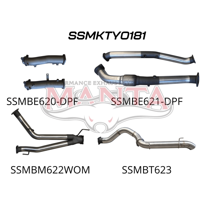 Manta Toyota Landcruiser VDJ200 V8 DPF 3in Dual Turbo Back, Pipe Only system, 4in Tailpipe Exit Exhaust System SSMKTY0181